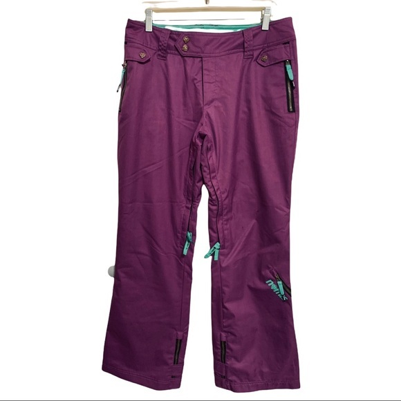 NOMIS Snowboard Ski Pants Plum/Green small